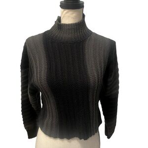 Chic Black Ribbed Turtleneck Sweater nwt